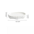 White Rustic Oval Plate with Textured Stone Edge