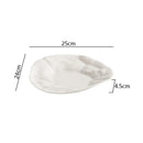 White Sculpted Ceramic Plate, Irregular, for Appetizers and Desserts
