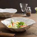 White Sculpted Ceramic Plate, Irregular, for Appetizers and Desserts