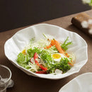 White Sculpted Ceramic Plate, Irregular, for Appetizers and Desserts