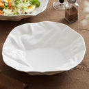 White Sculpted Ceramic Plate, Irregular, for Appetizers and Desserts