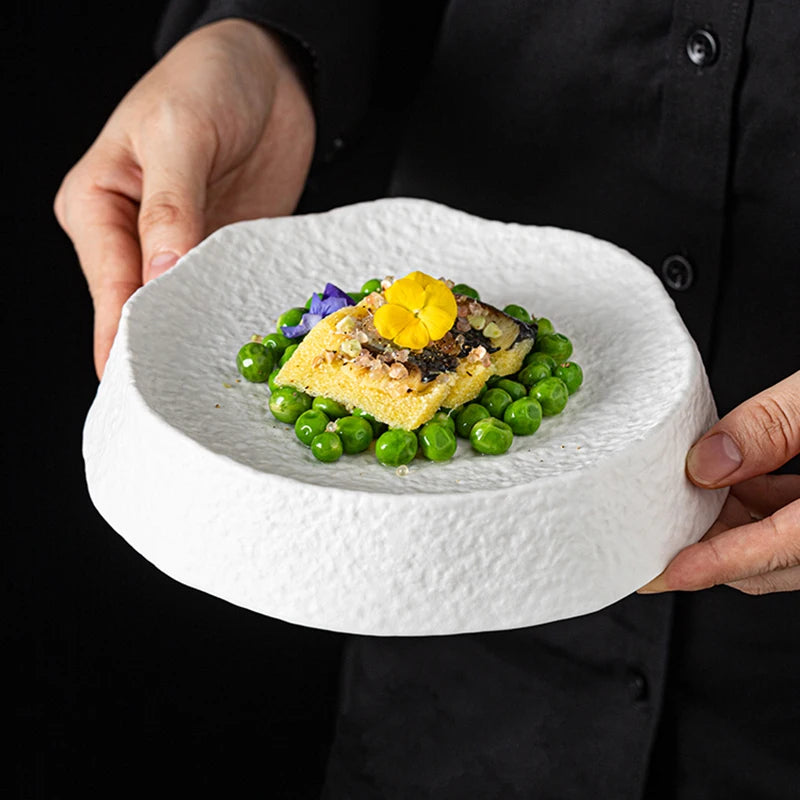 Textured Artisan Ceramic Plate for Gourmet Plating