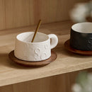 White Textured Ceramic Coffee Cup, Moon Crater Design