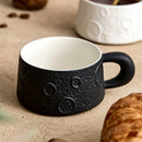 White Textured Ceramic Coffee Cup, Moon Crater Design