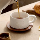 White Textured Ceramic Coffee Cup, Moon Crater Design