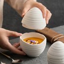 White Textured Egg Shaped Ceramic Bowl