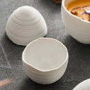 White Textured Egg Shaped Ceramic Bowl