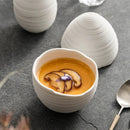 White Textured Egg Shaped Ceramic Bowl