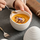 White Textured Egg Shaped Ceramic Bowl