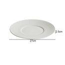 White Textured Rim Ceramic Dinner Plate