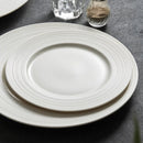 White Textured Rim Ceramic Dinner Plate