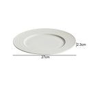 White Textured Rim Ceramic Dinner Plate