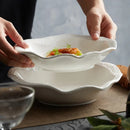 White Textured Rim Deep Plate