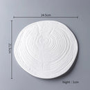 White Wood Pattern Ceramic Plate