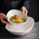 White and Black Soup Bowl, Frosted, Irregular, for Sashimi and Salad, 8.2–10 in