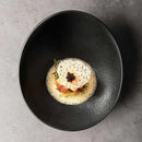 White and Black Soup Bowl, Frosted, Irregular, for Sashimi and Salad, 8.2–10 in