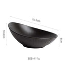 White and Black Soup Bowl, Frosted, Irregular, for Sashimi and Salad, 8.2–10 in