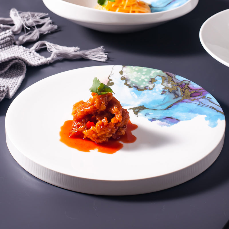 Ceramic Dinner Plates with Sea Pattern