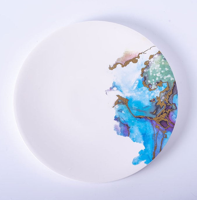 Ceramic Dinner Plates with Sea Pattern