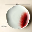 Ice Cracking Glaze Ceramics White and Red Plates