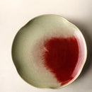 Ice Cracking Glaze Ceramics White and Red Plates