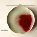 Ice Cracking Glaze Ceramics White and Red Plates