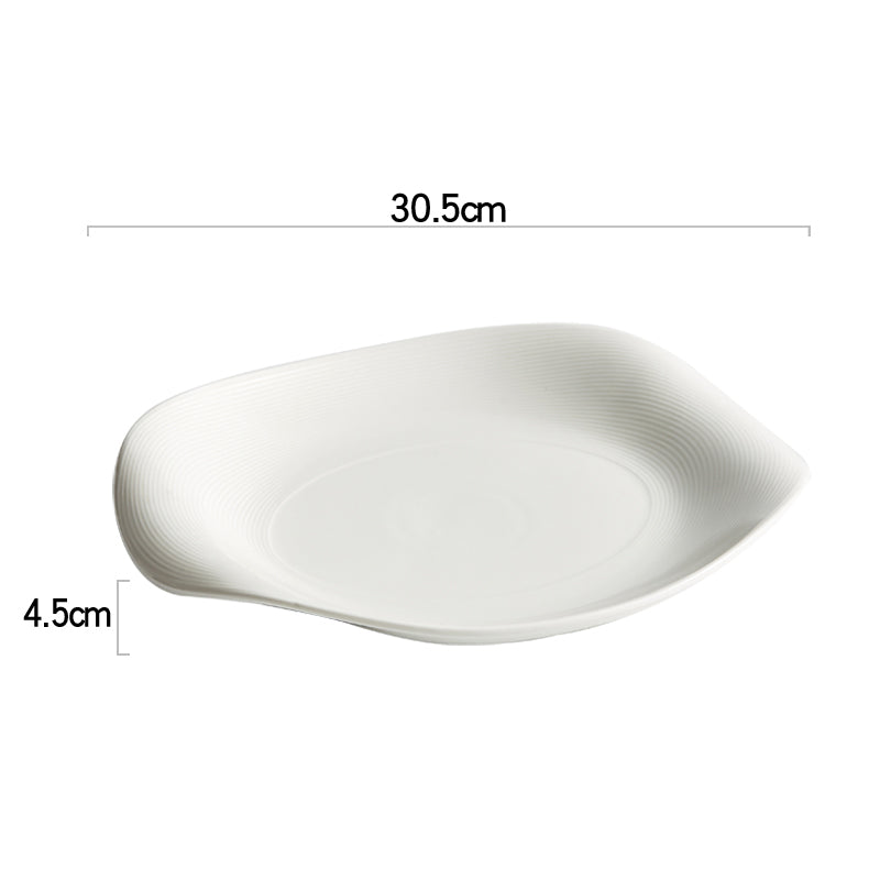 Irregular Shape White Ceramic Plate