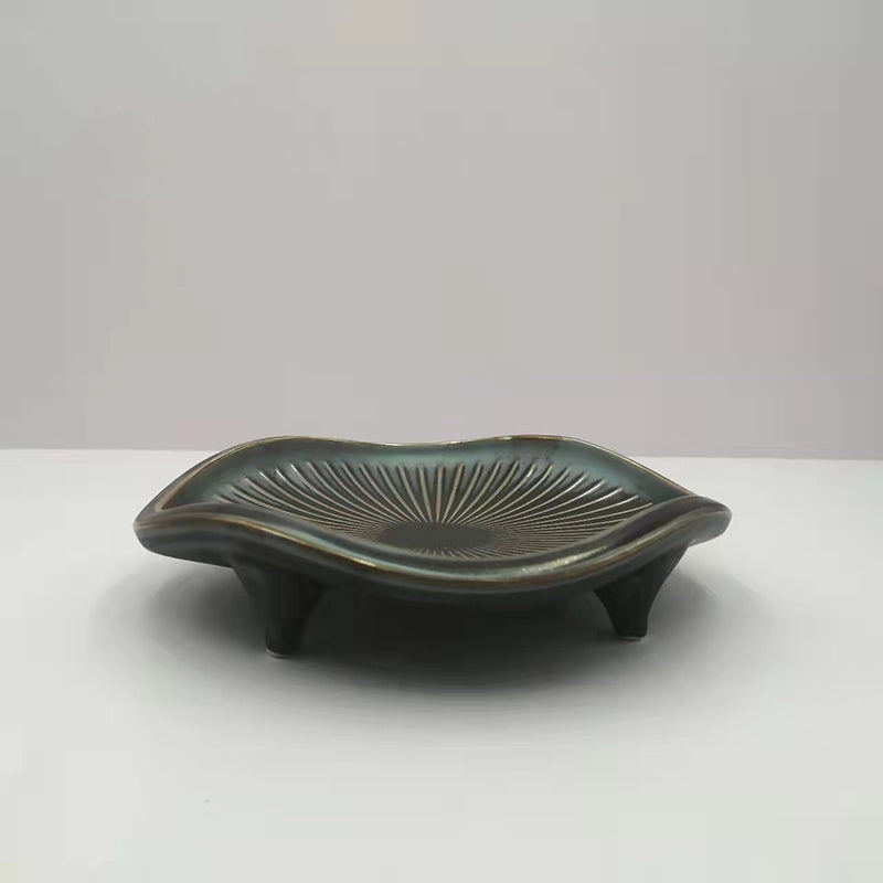 Irregular Striped Ceramic Plate