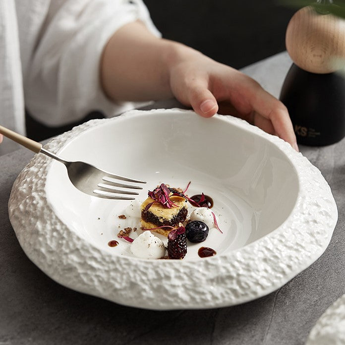 Irregular White Ceramic Dinner Plates