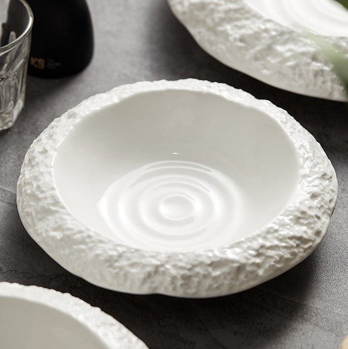 Irregular White Ceramic Dinner Plates