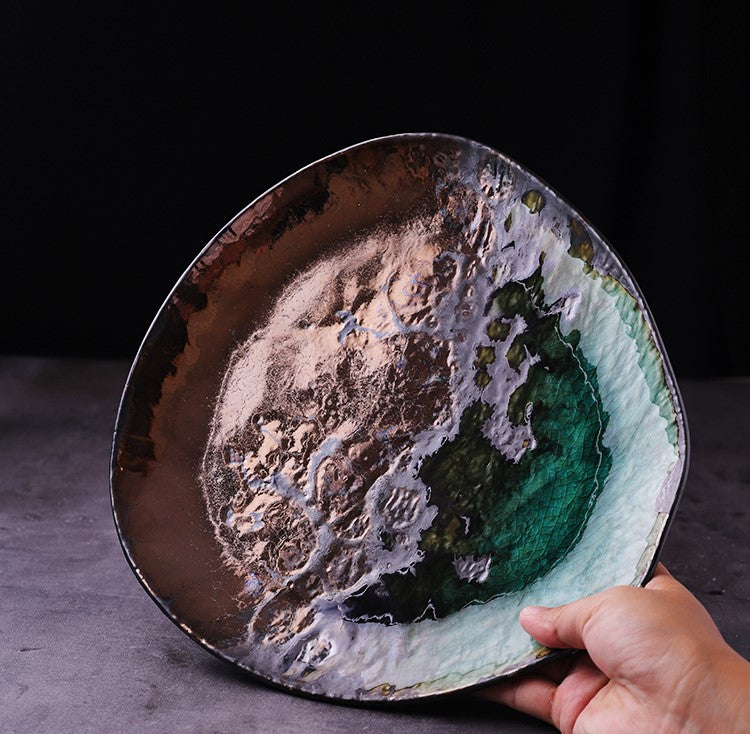 Kiln Glazed Irregular Shape Ceramic Plate