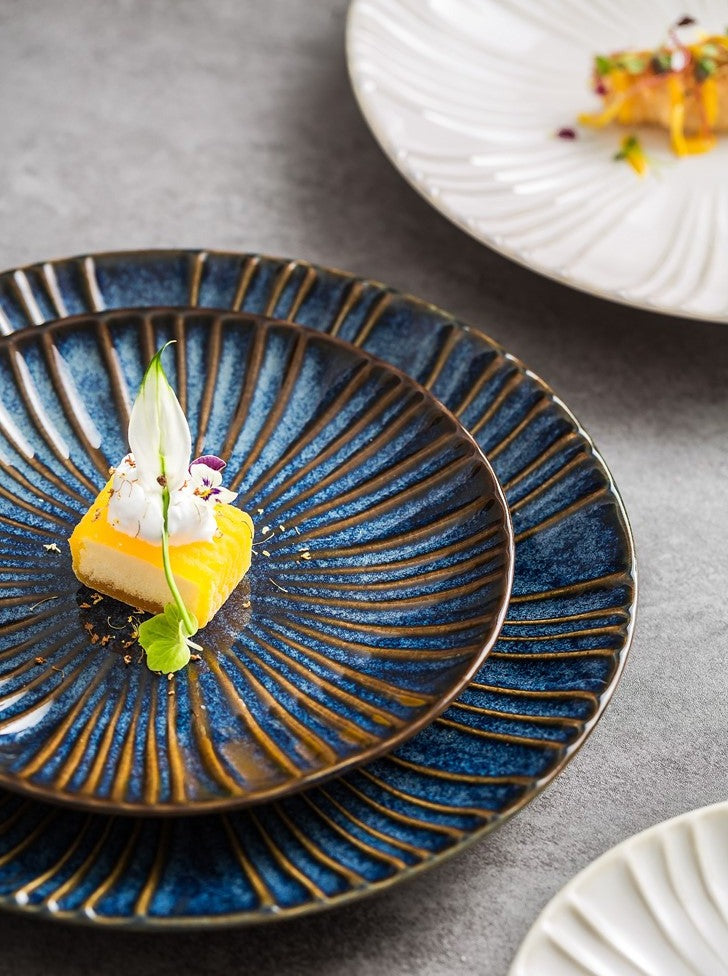 Minimalist Ceramic  Striped Relief Plates