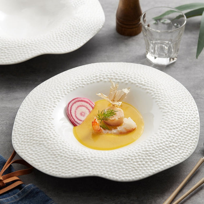 Restaurant Irregular Ceramic Plate Plates and Cutlery