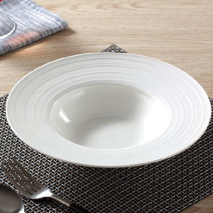 White Deep Rimmed Pasta Plate