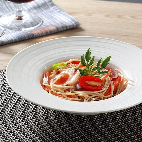 White Deep Rimmed Pasta Plate