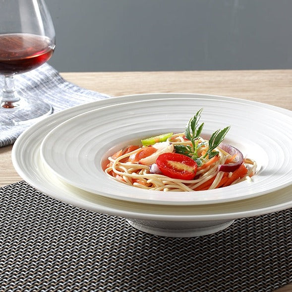 White Deep Rimmed Pasta Plate