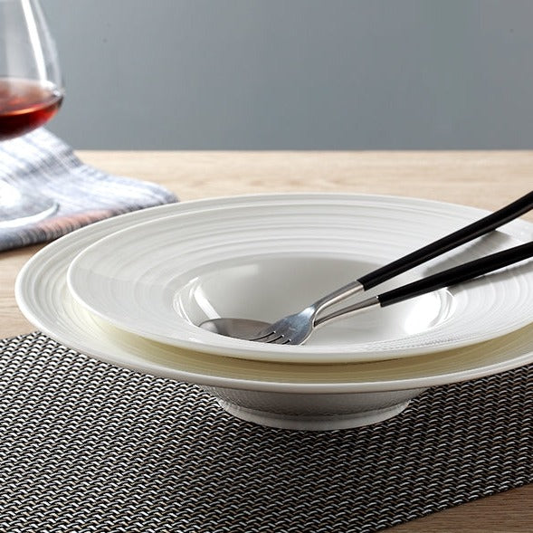 White Deep Rimmed Pasta Plate