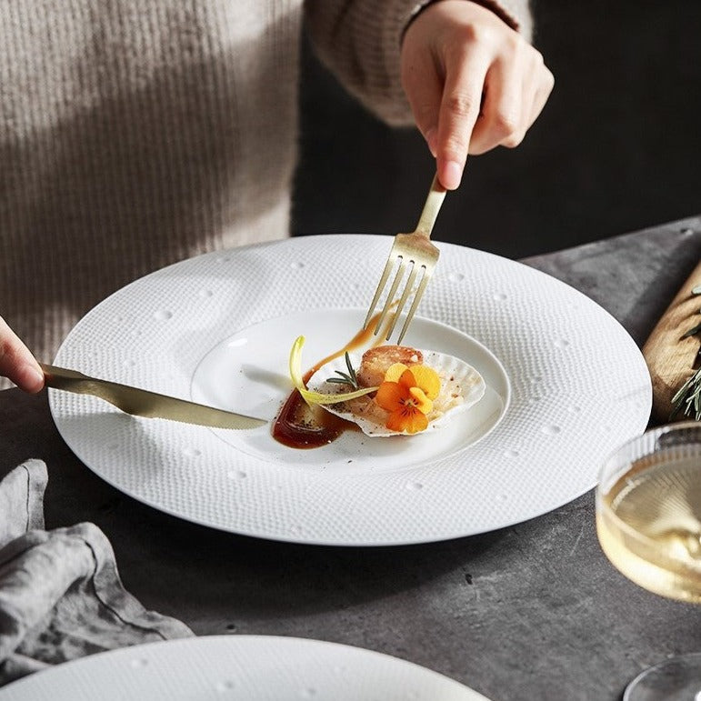 White Pearl Unique Dinner Plate