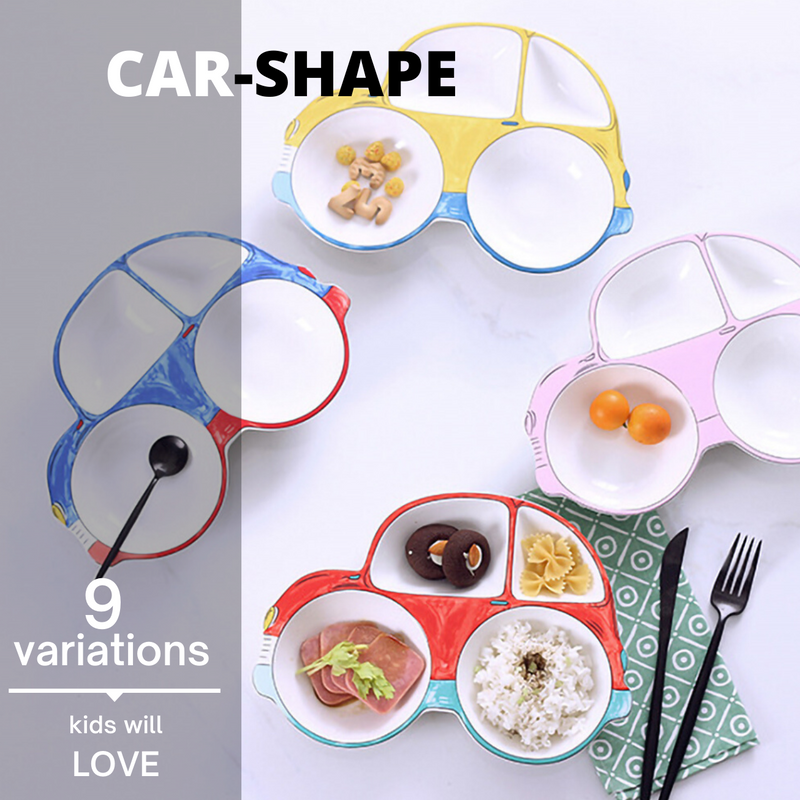 Cartoons Car Shaped Kids Ceramic Plates (FREE guide included)