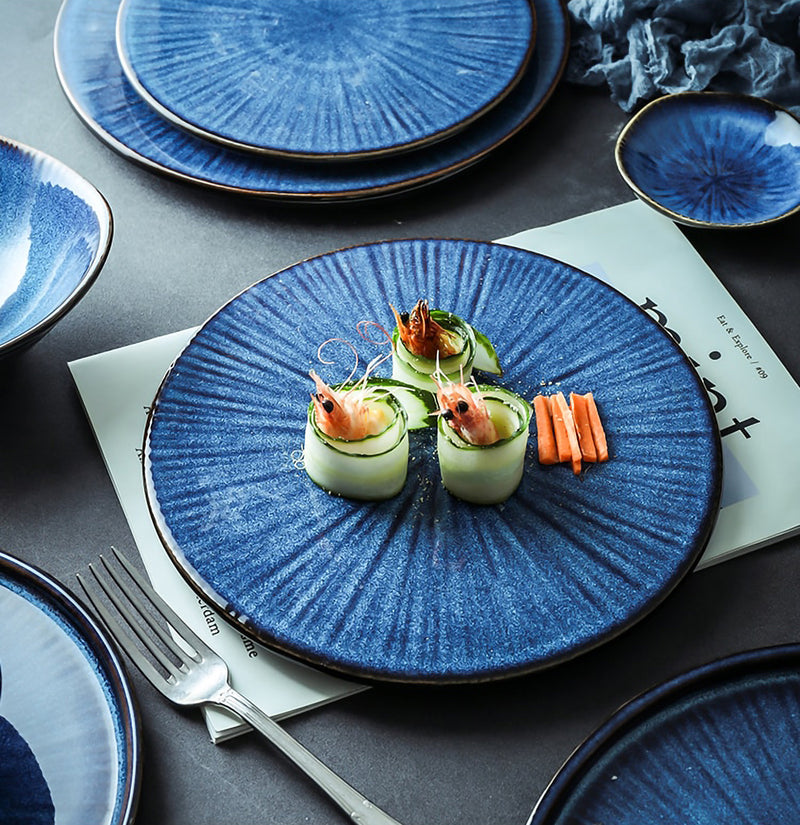 Blue Kiln Glazed Ceramic Flat Plates