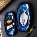 Japanese Style Sushi Oval Plate Top Restaurant Michelin