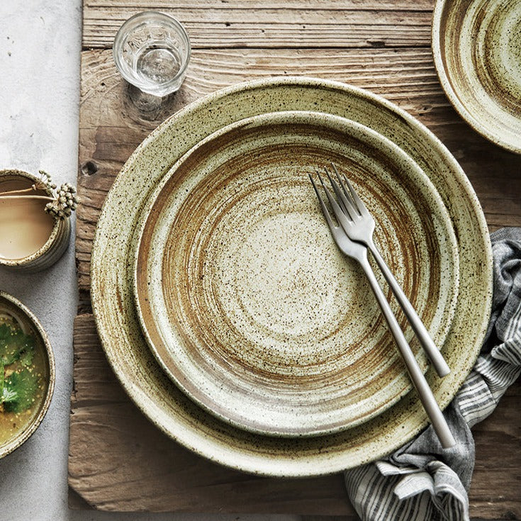 Handmade Round Steak Plates and Bowls