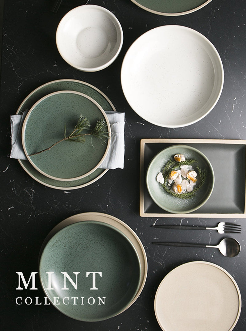 Mint Green Round Ceramic Plates