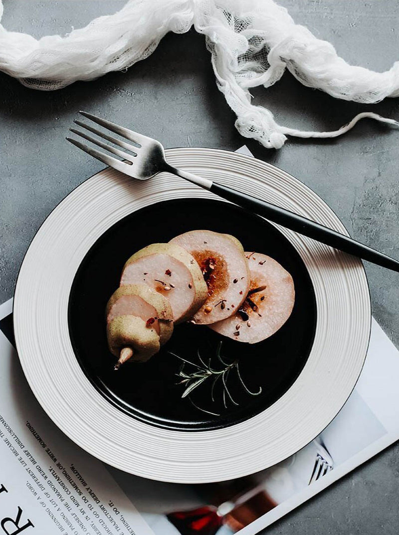 Japanese Inspired Black and White Ceramic Plates