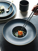 Gold Rim Pasta Plate Sauce Dish Cup Bowl Dinnerware