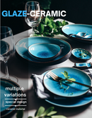 Ice Cracking Glaze Blue Ceramic Plates