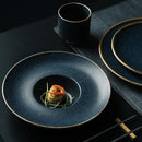 Gold Rim Pasta Plate Sauce Dish Cup Bowl Dinnerware