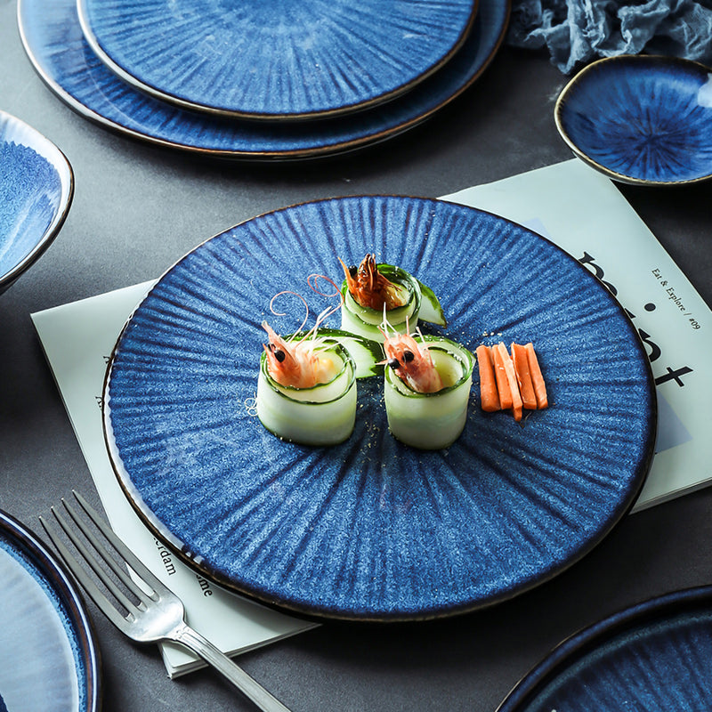 Blue Kiln Glazed Ceramic Flat Plates