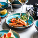 Ice Cracking Glaze Blue Ceramic Plates