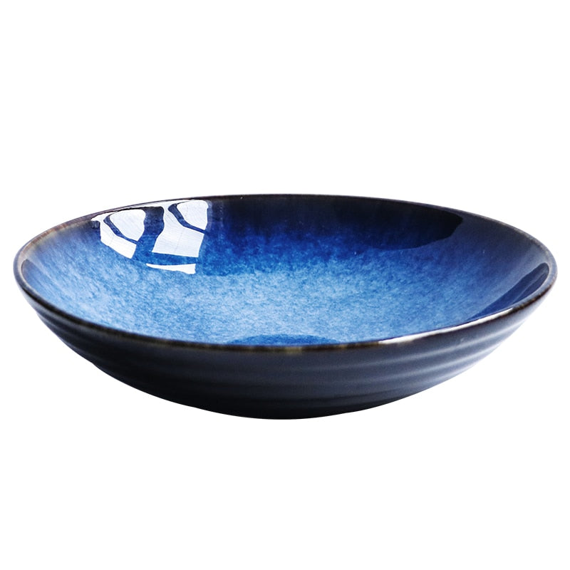 Big Deep Blue Ceramic Plate 1000ml